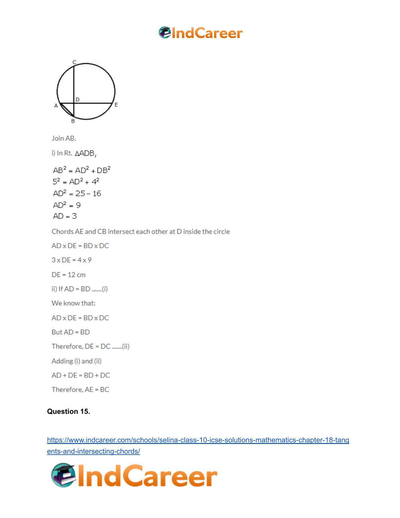 Selina Class 10 ICSE Solutions Mathematics : Chapter 18- Tangents and Intersecting Chords - Page 50