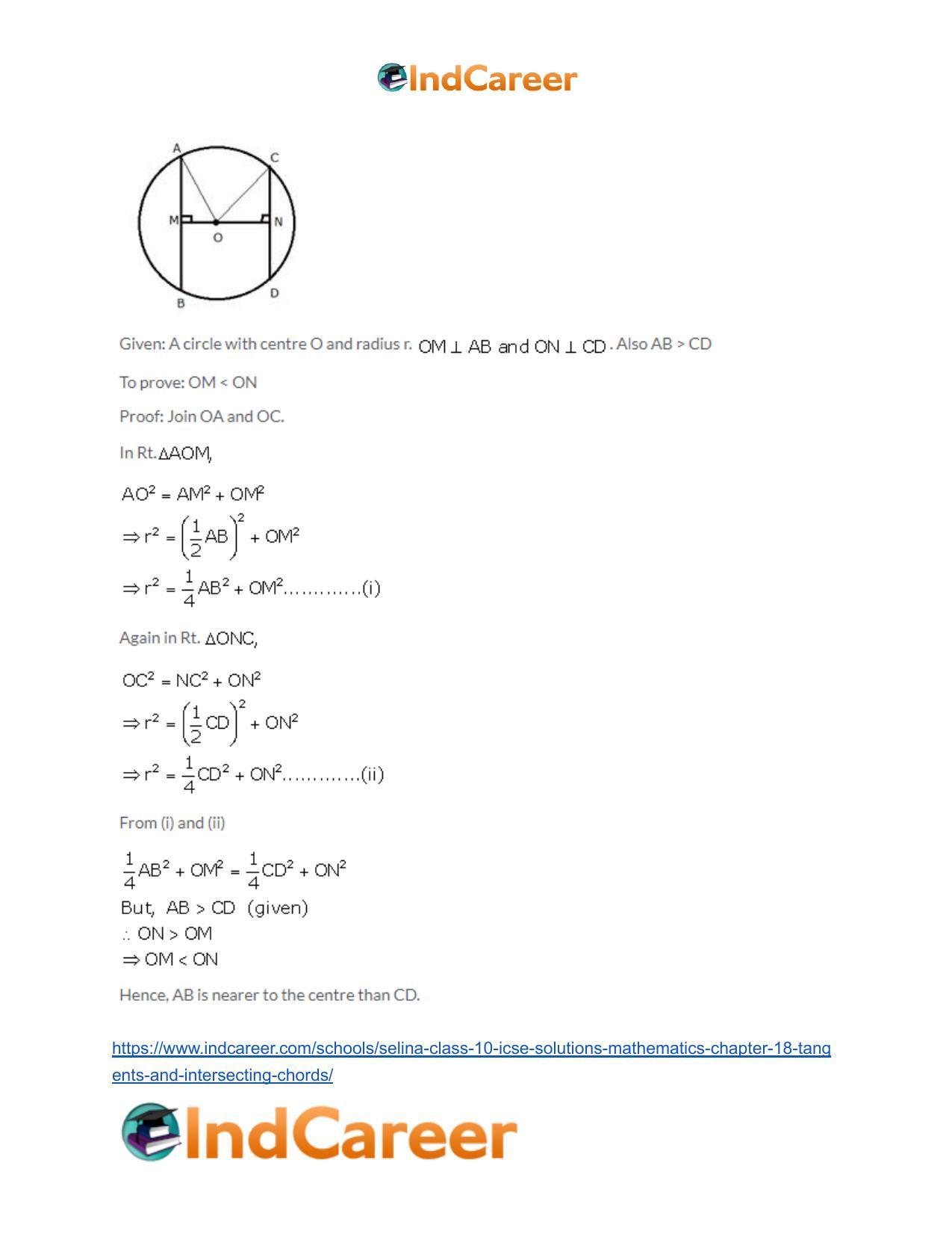 Selina Class 10 ICSE Solutions Mathematics : Chapter 18- Tangents and Intersecting Chords - Page 54