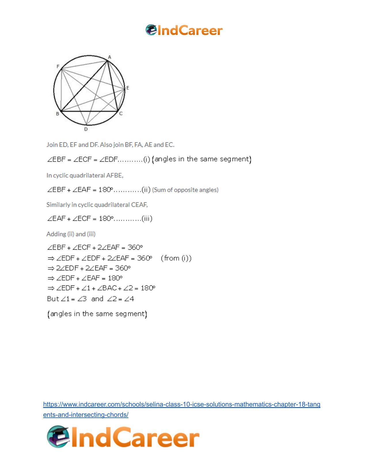 Selina Class 10 ICSE Solutions Mathematics : Chapter 18- Tangents and Intersecting Chords - Page 64