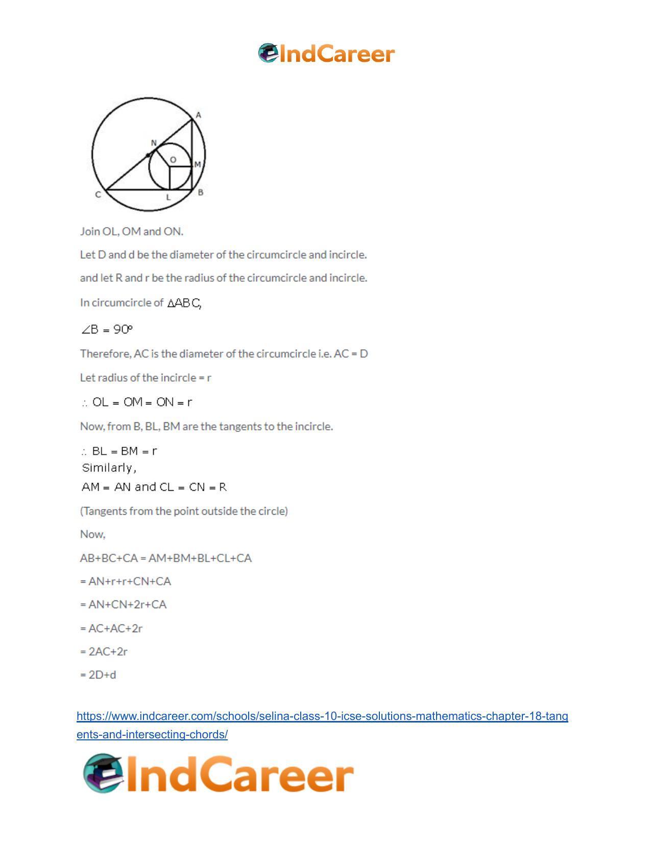 Selina Class 10 ICSE Solutions Mathematics : Chapter 18- Tangents and Intersecting Chords - Page 67