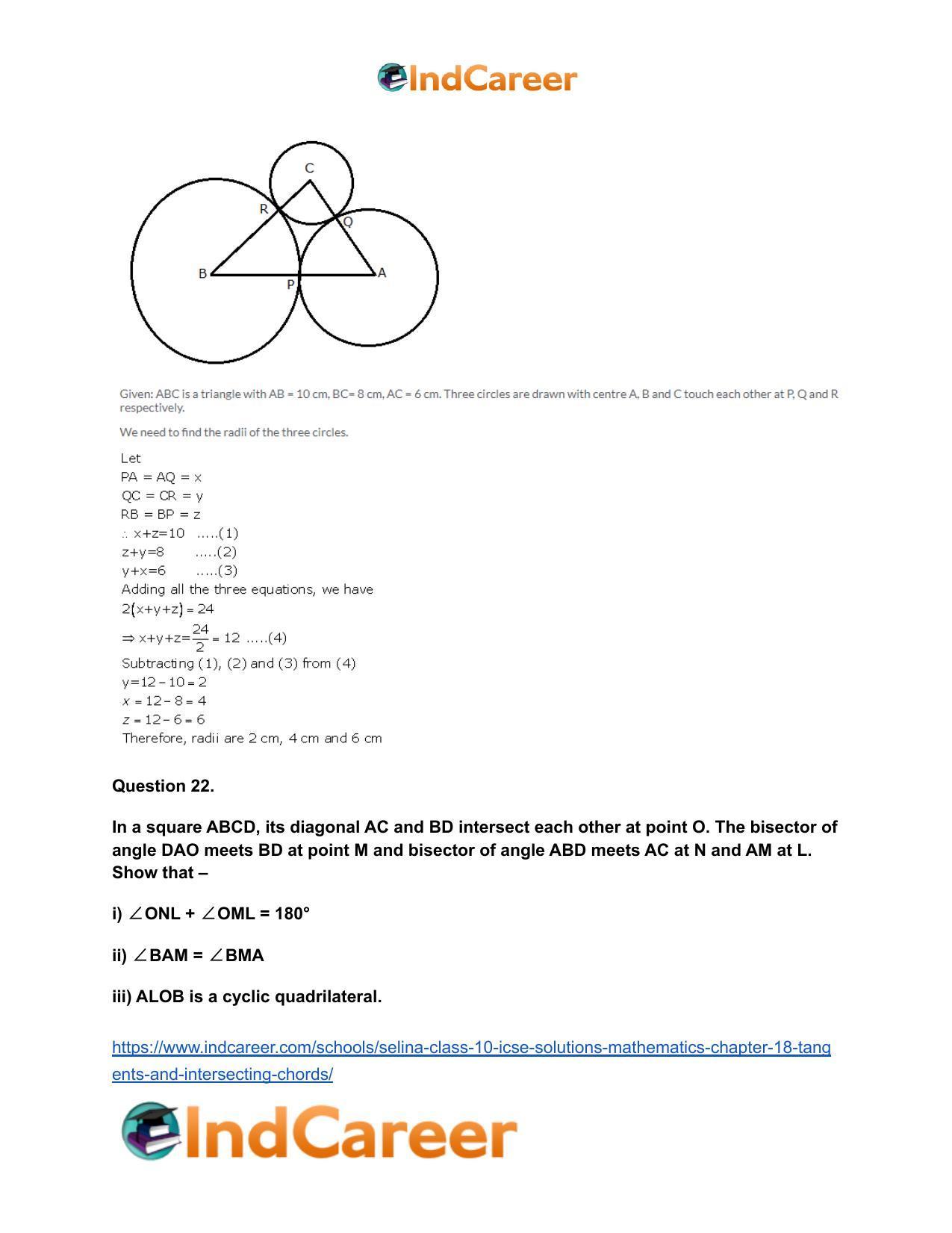 Selina Class 10 ICSE Solutions Mathematics : Chapter 18- Tangents and Intersecting Chords - Page 80