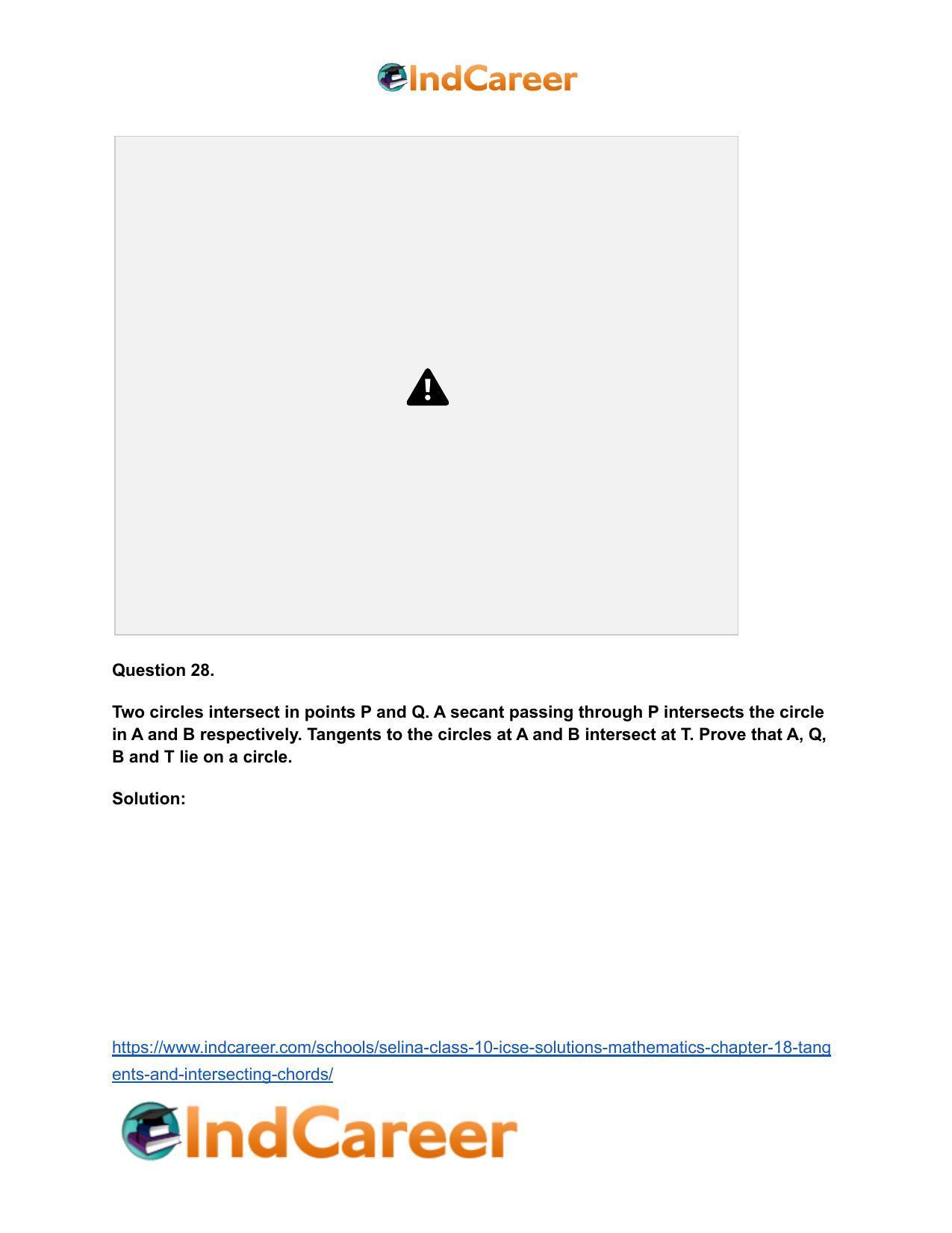 Selina Class 10 ICSE Solutions Mathematics : Chapter 18- Tangents and Intersecting Chords - Page 92