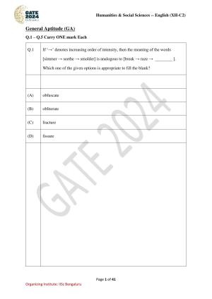 GATE 2024 Humanities & Social Sciences - English (XH-C2) Question Paper