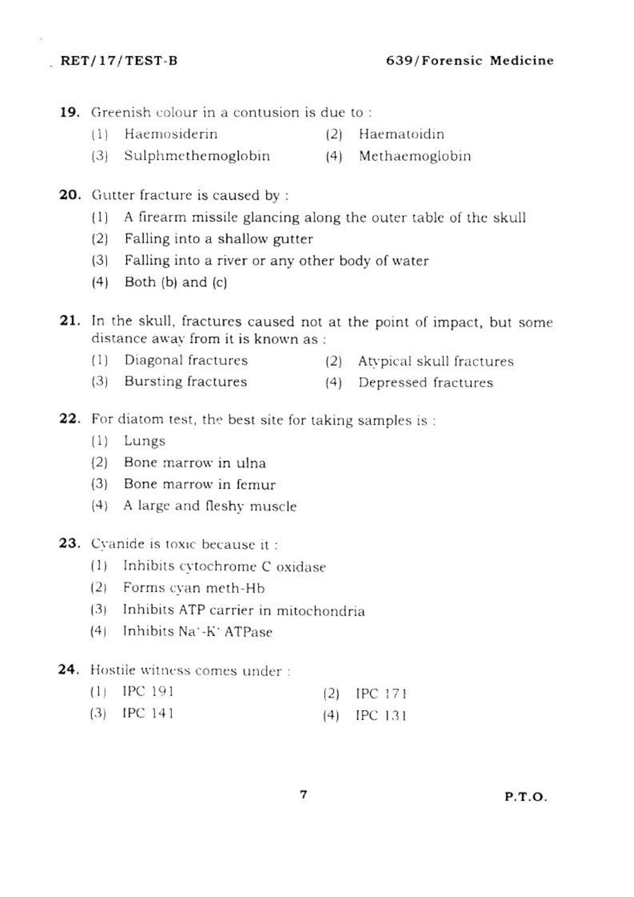  BHU RET FORENSIC MEDICINE 2017 Question Paper - Page 8