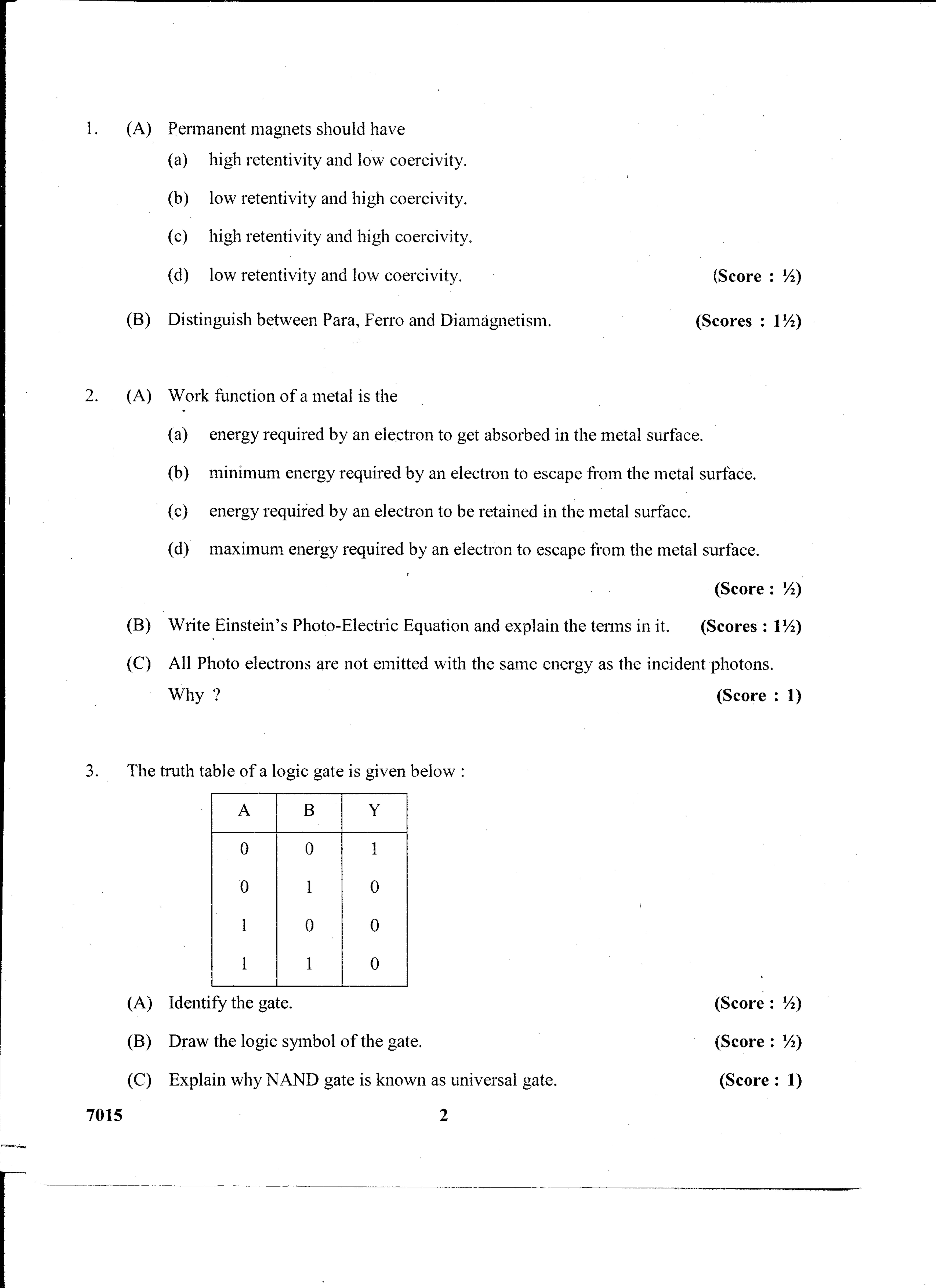 Kerala Plus Two 2015 Physics Question Paper - Page 2