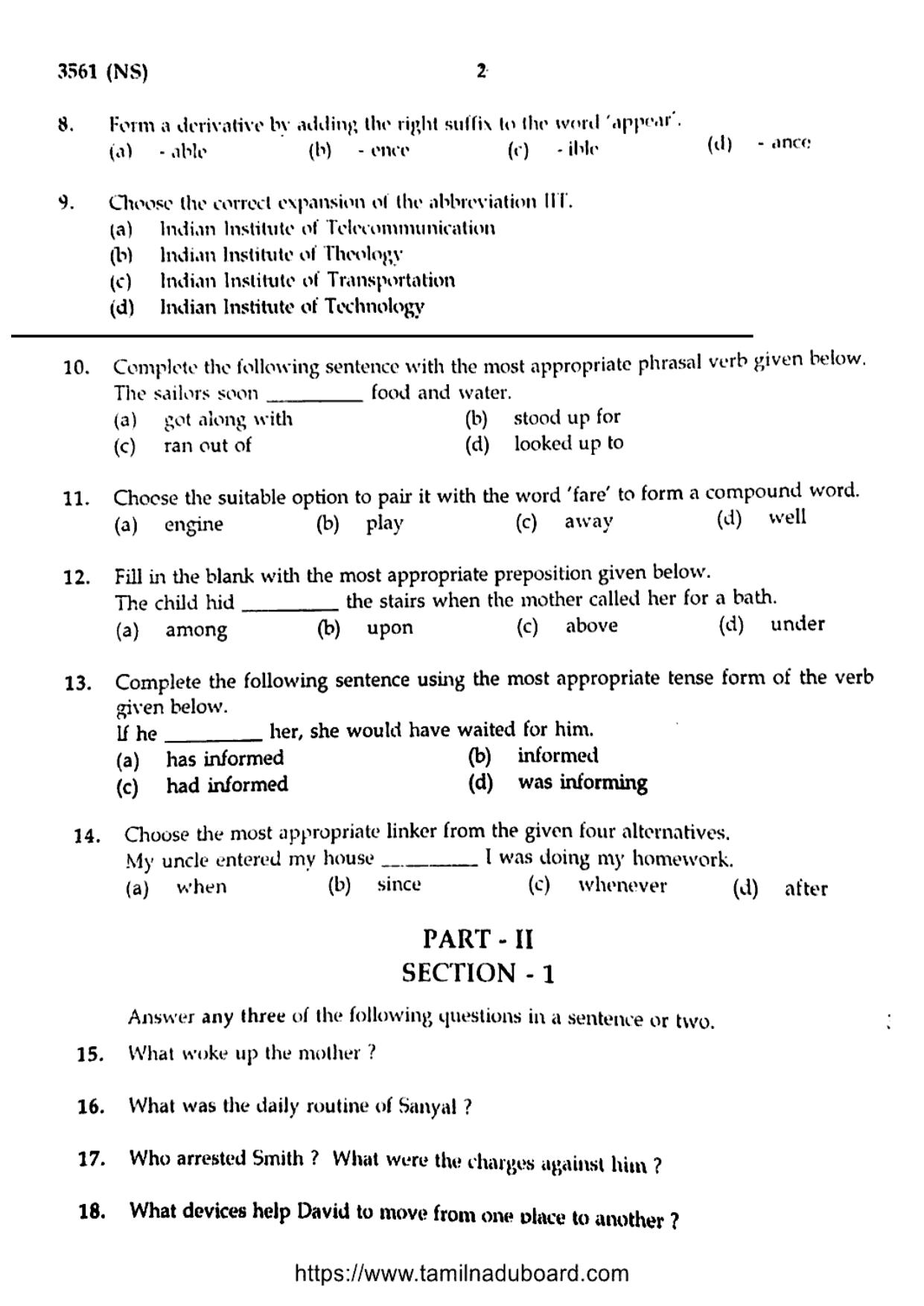 TN Class 10 English Question Papers 2024 - Page 2