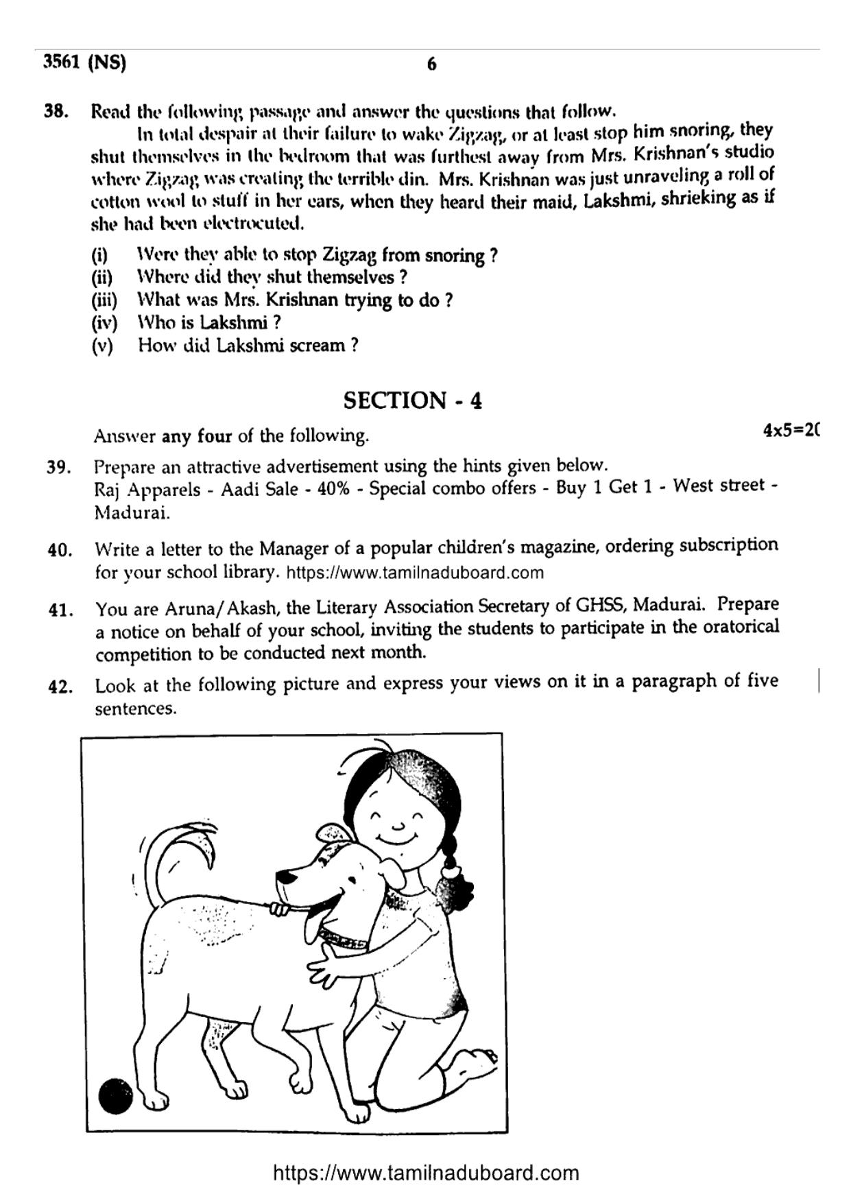 TN Class 10 English Question Papers 2024 - Page 6