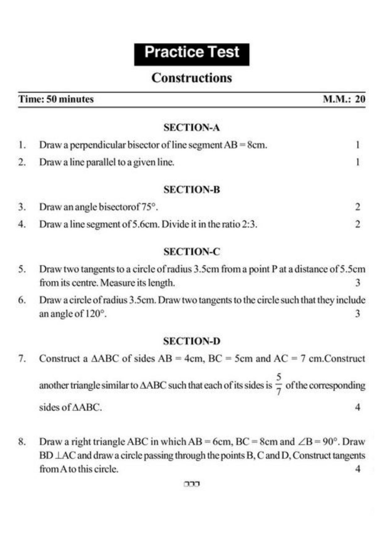 Class 10 Notes, Question & Practice Paper - Mathematics (Topic 11 : Constructions) - Page 8