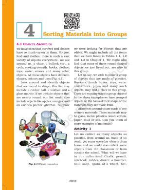 NCERT Book for Class 6 Science: Chapter 4-Sorting Materials and Groups