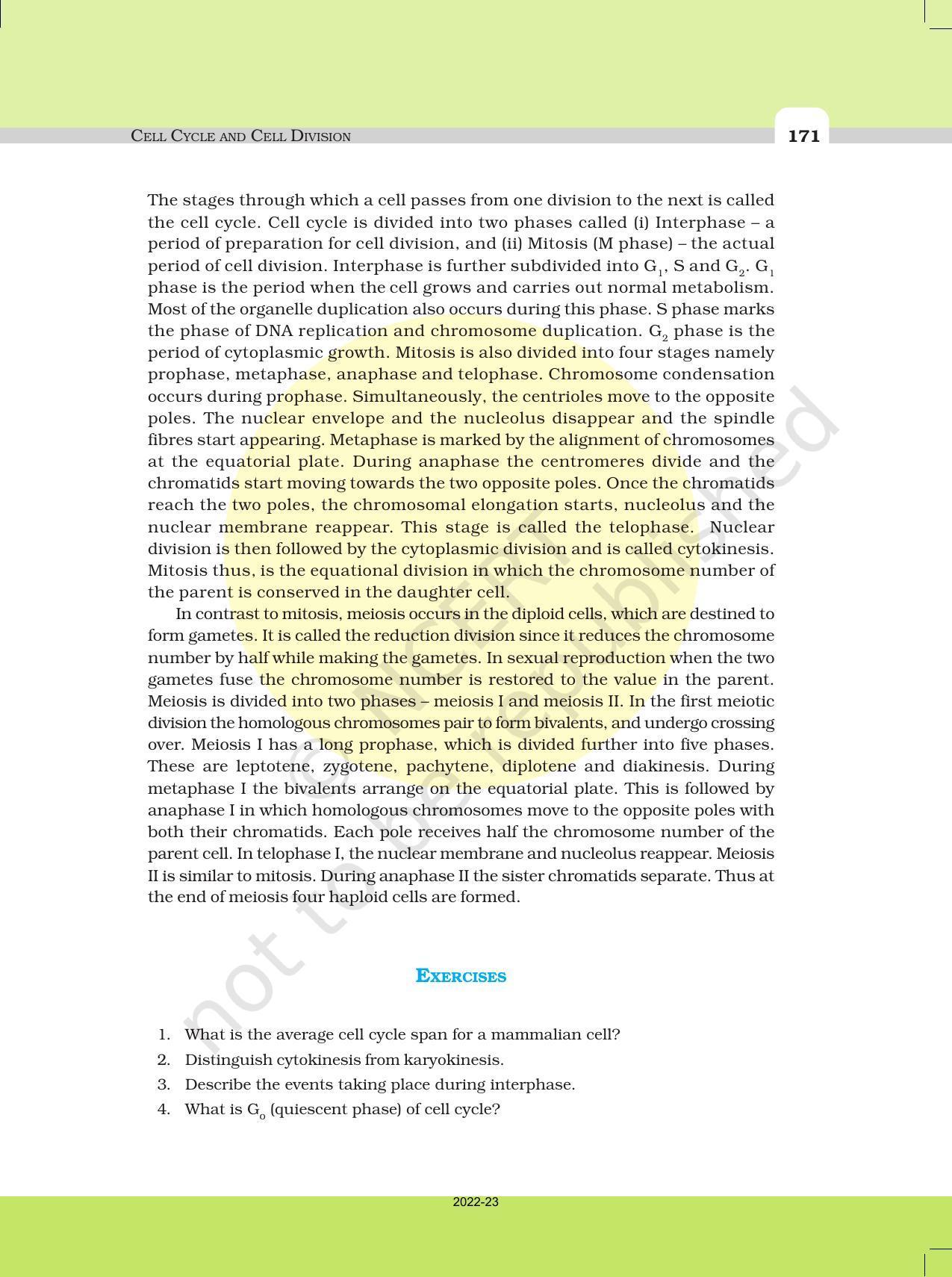 NCERT Book for Class 11 Biology Chapter 10 Cell Cycle and Cell Division - Page 10