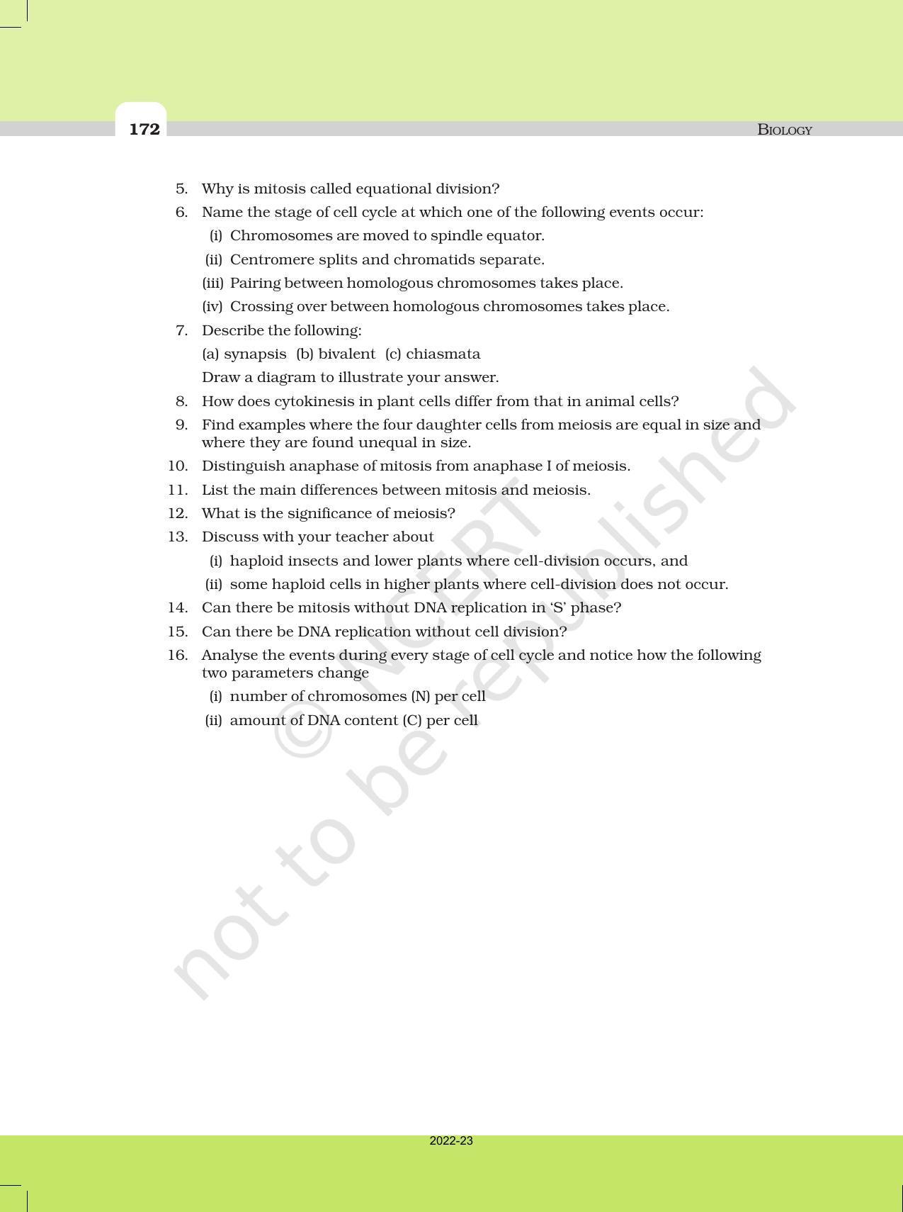 NCERT Book for Class 11 Biology Chapter 10 Cell Cycle and Cell Division - Page 11