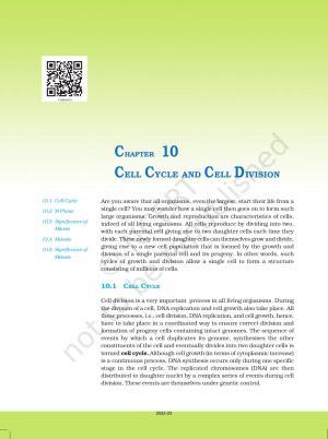 NCERT Book for Class 11 Biology Chapter 10 Cell Cycle and Cell Division