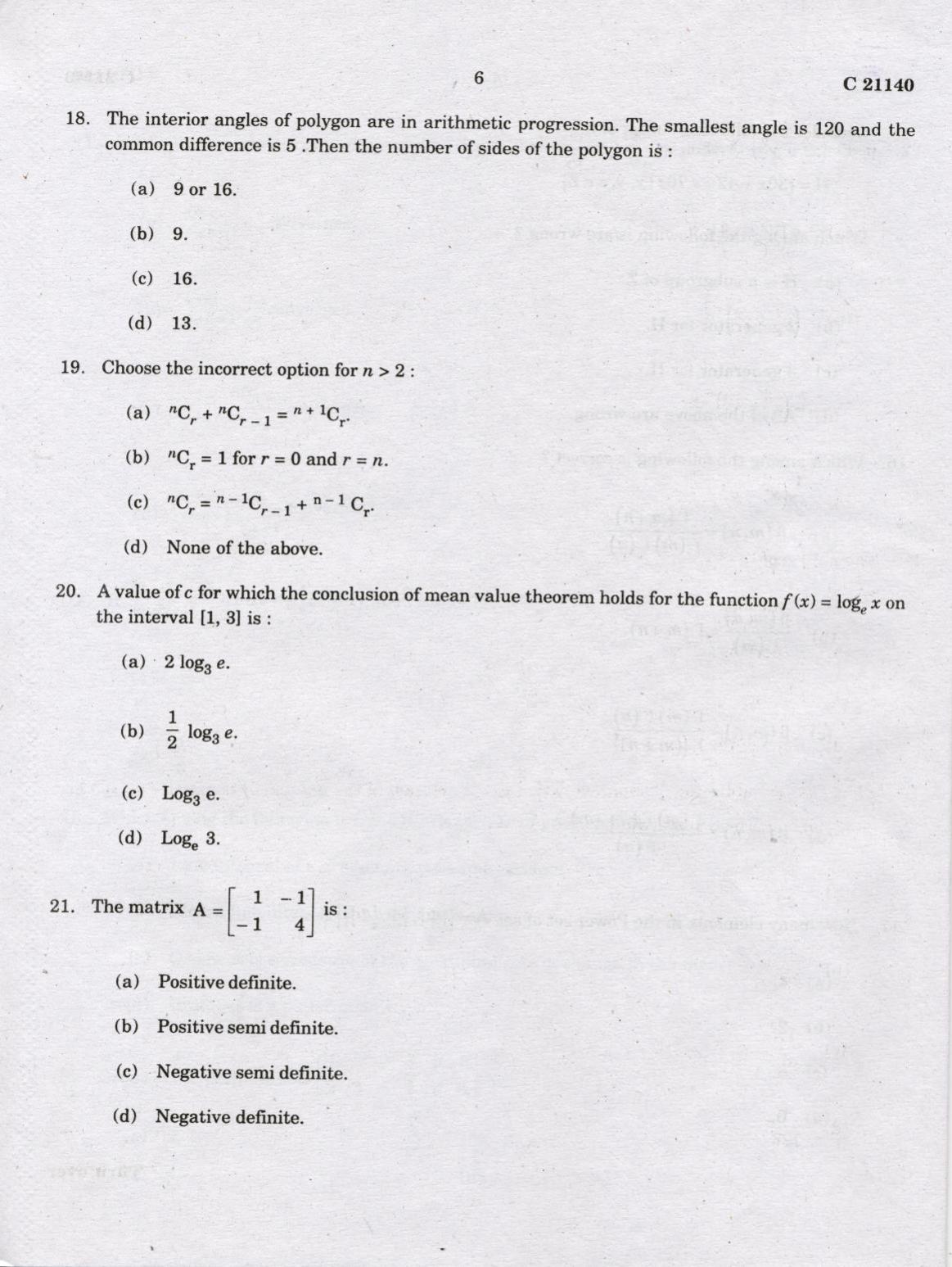 CUCAT 2022 M.Sc. Mathematics Question Paper - Page 6