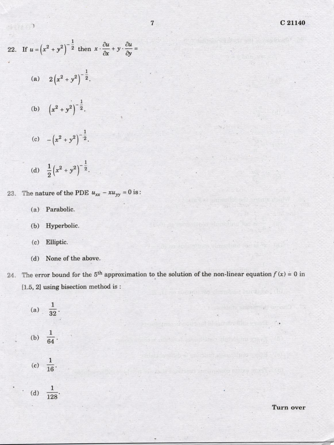 CUCAT 2022 M.Sc. Mathematics Question Paper - Page 7
