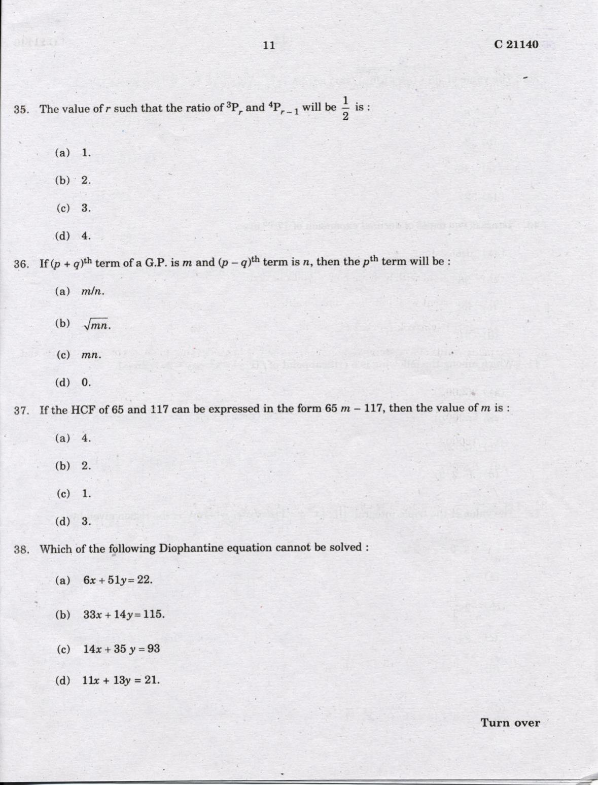 CUCAT 2022 M.Sc. Mathematics Question Paper - Page 11