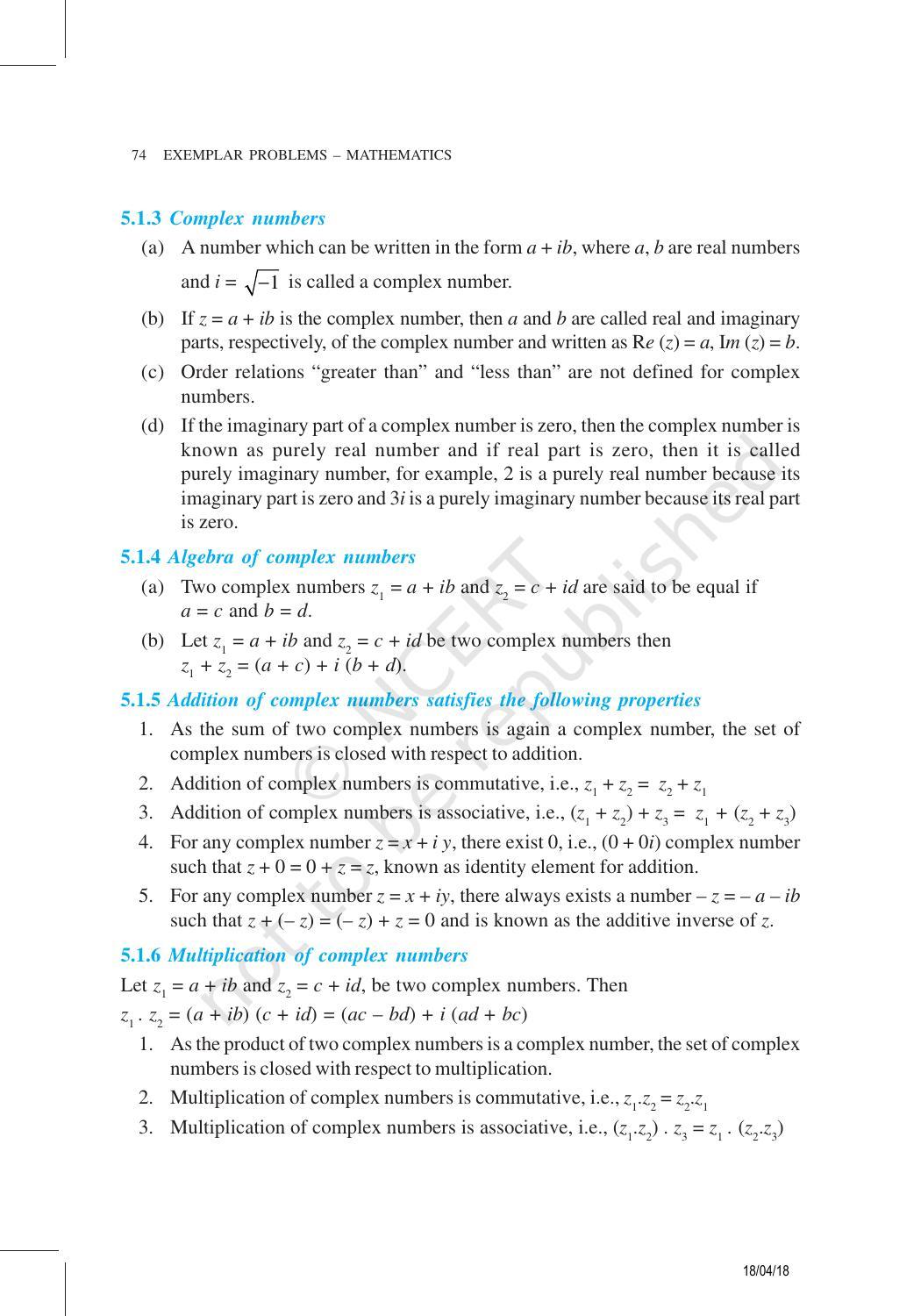 NCERT Exemplar Book for Class 11 Maths: Chapter 5 Complex Numbers and Quadratic Equations - Page 2