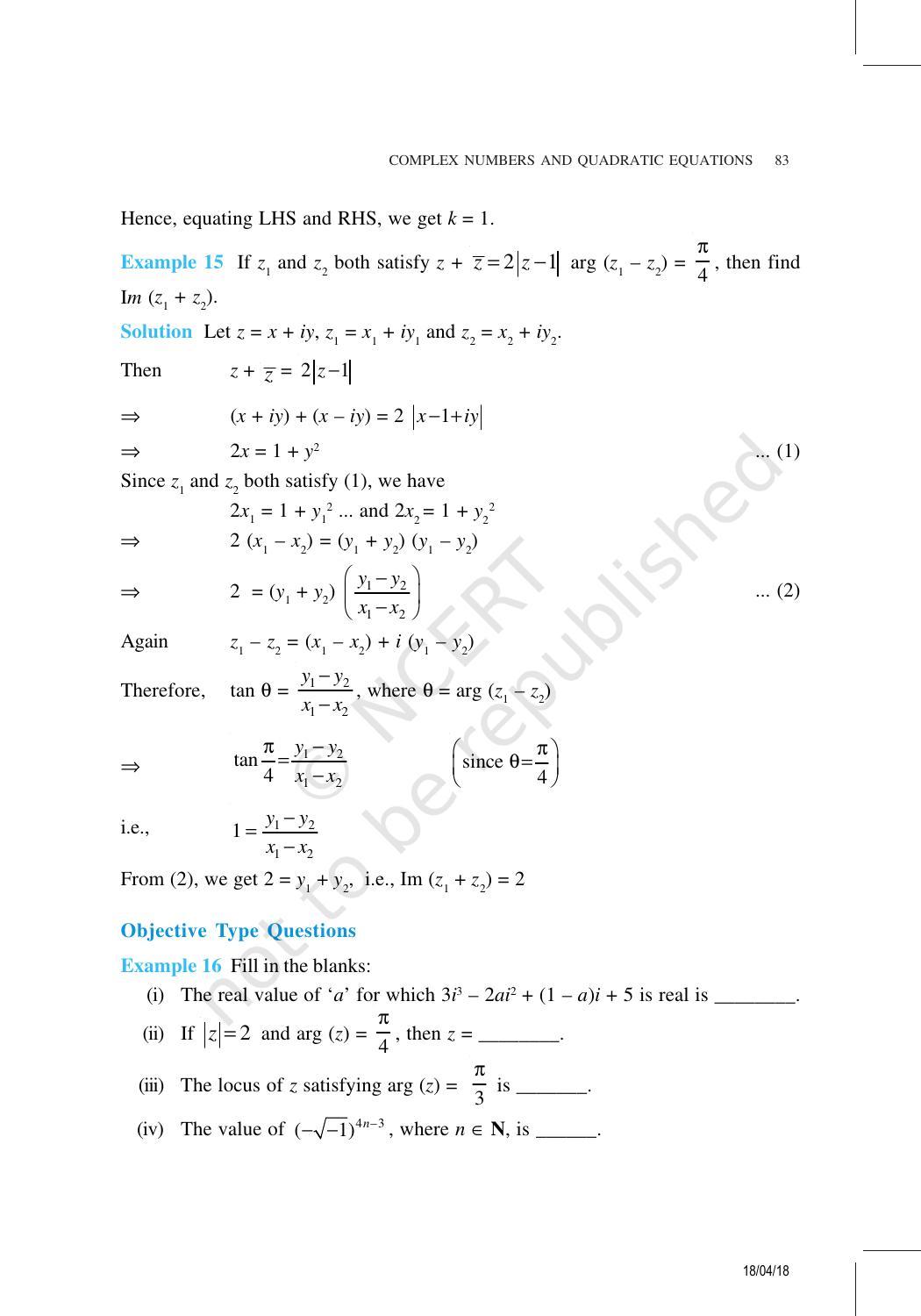 NCERT Exemplar Book for Class 11 Maths: Chapter 5 Complex Numbers and Quadratic Equations - Page 11