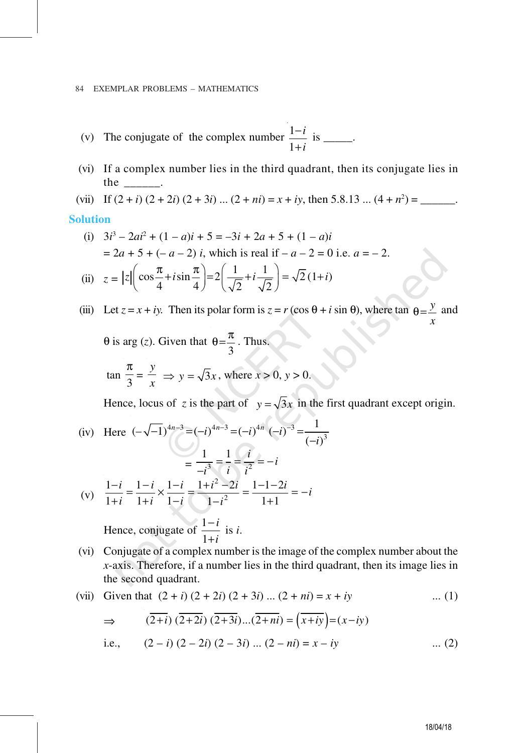 NCERT Exemplar Book for Class 11 Maths: Chapter 5 Complex Numbers and Quadratic Equations - Page 12