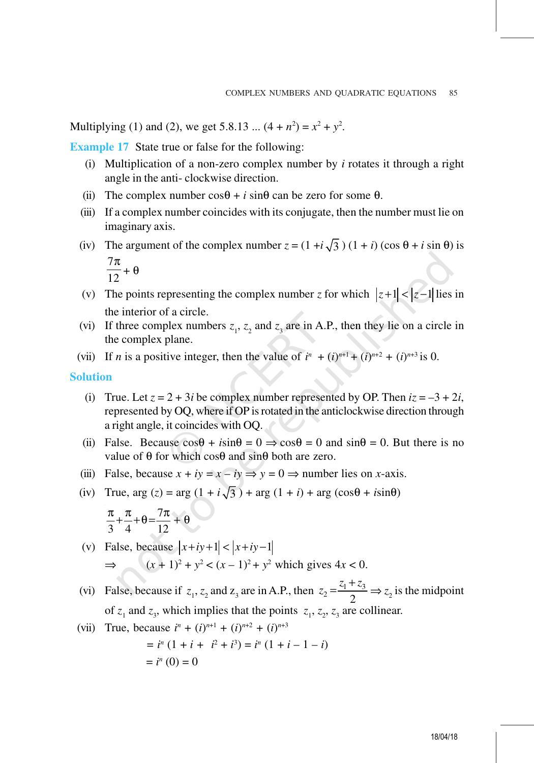 NCERT Exemplar Book for Class 11 Maths: Chapter 5 Complex Numbers and Quadratic Equations - Page 13
