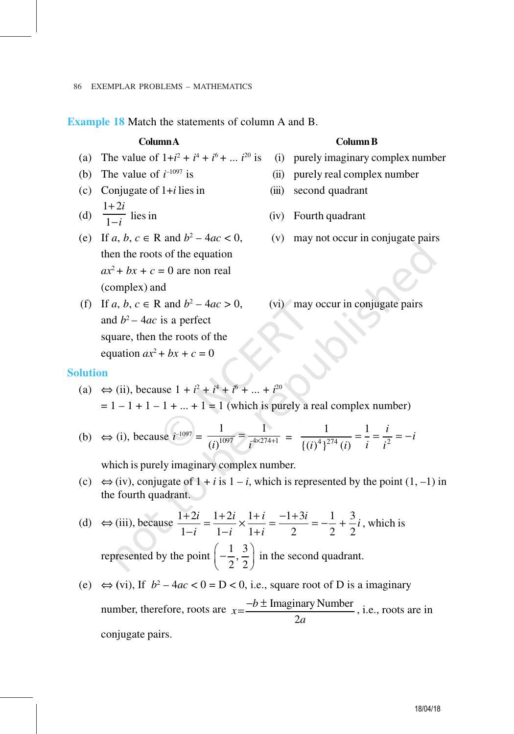 NCERT Exemplar Book for Class 11 Maths: Chapter 5 Complex Numbers and Quadratic Equations - Page 14