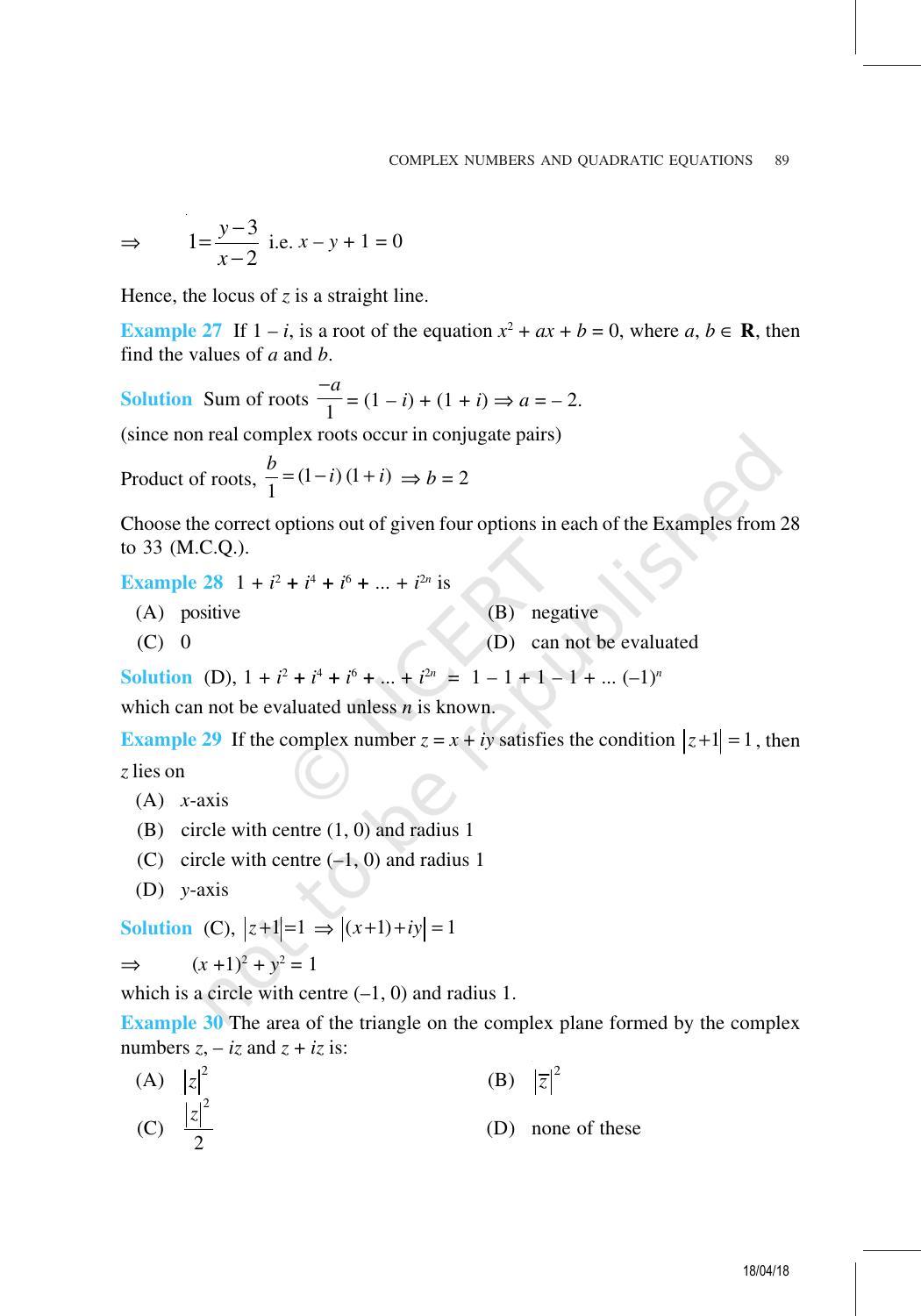 NCERT Exemplar Book for Class 11 Maths: Chapter 5 Complex Numbers and Quadratic Equations - Page 17
