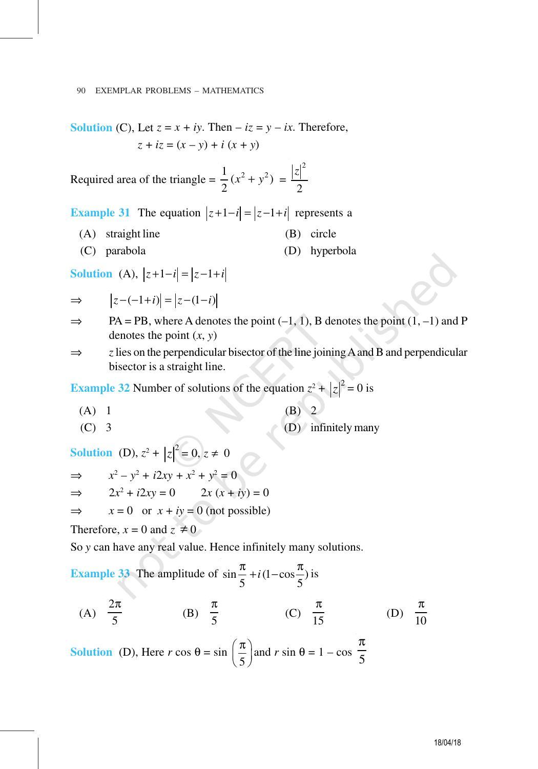 NCERT Exemplar Book for Class 11 Maths: Chapter 5 Complex Numbers and Quadratic Equations - Page 18