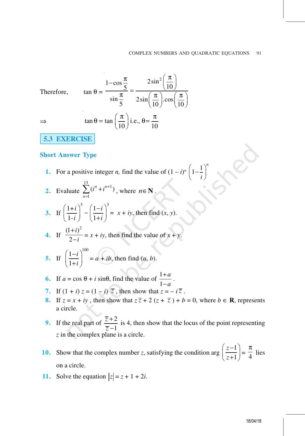 NCERT Exemplar Book for Class 11 Maths: Chapter 5 Complex Numbers and Quadratic Equations - Page 19