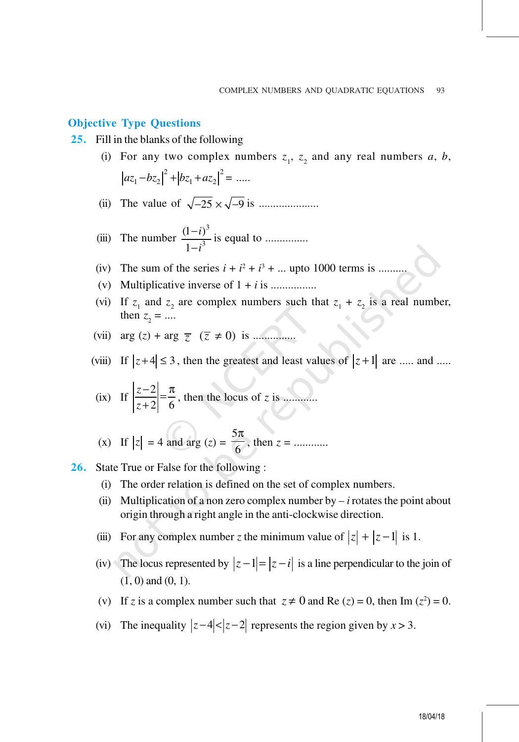 NCERT Exemplar Book for Class 11 Maths: Chapter 5 Complex Numbers and Quadratic Equations - Page 21