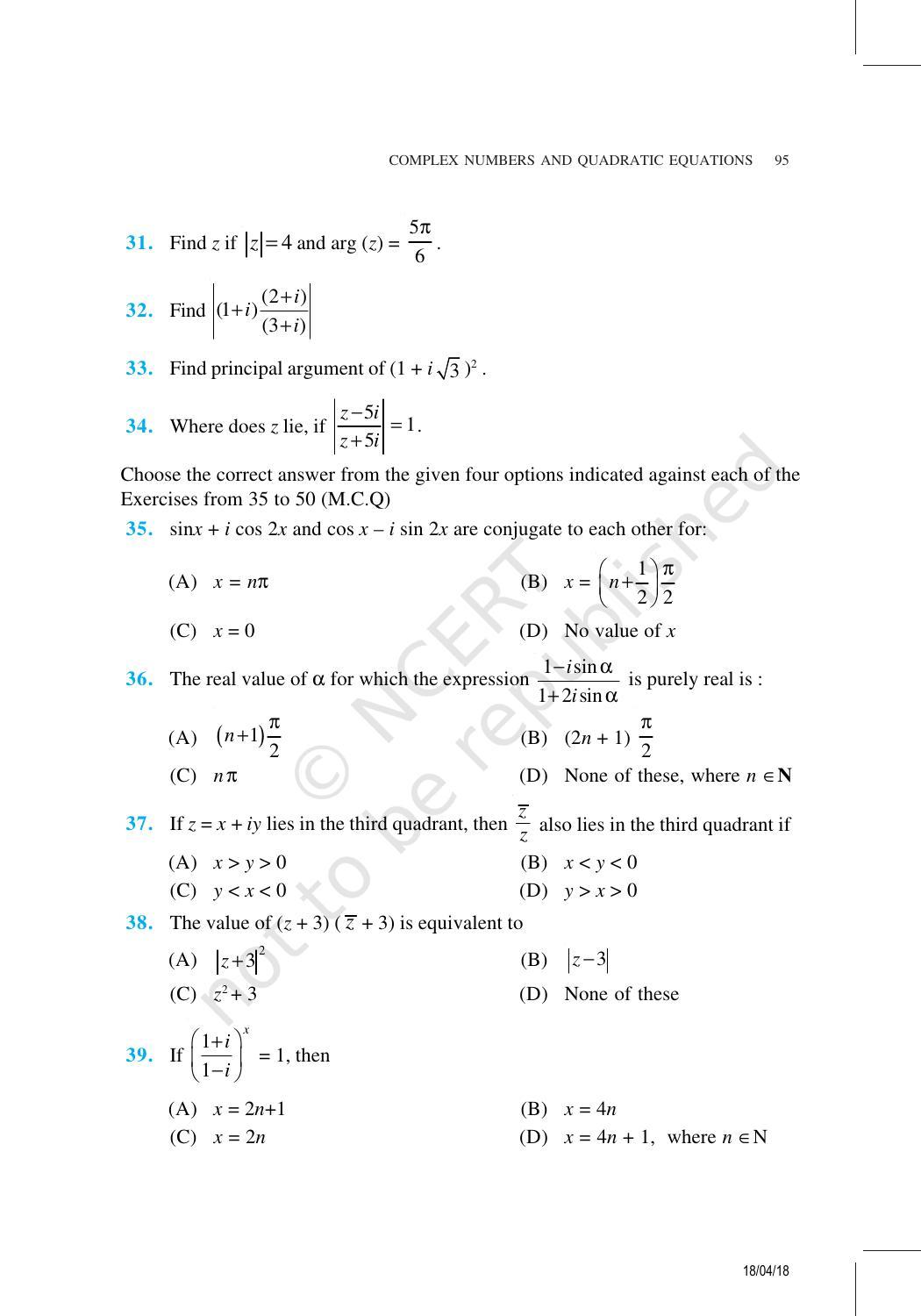 NCERT Exemplar Book for Class 11 Maths: Chapter 5 Complex Numbers and Quadratic Equations - Page 23
