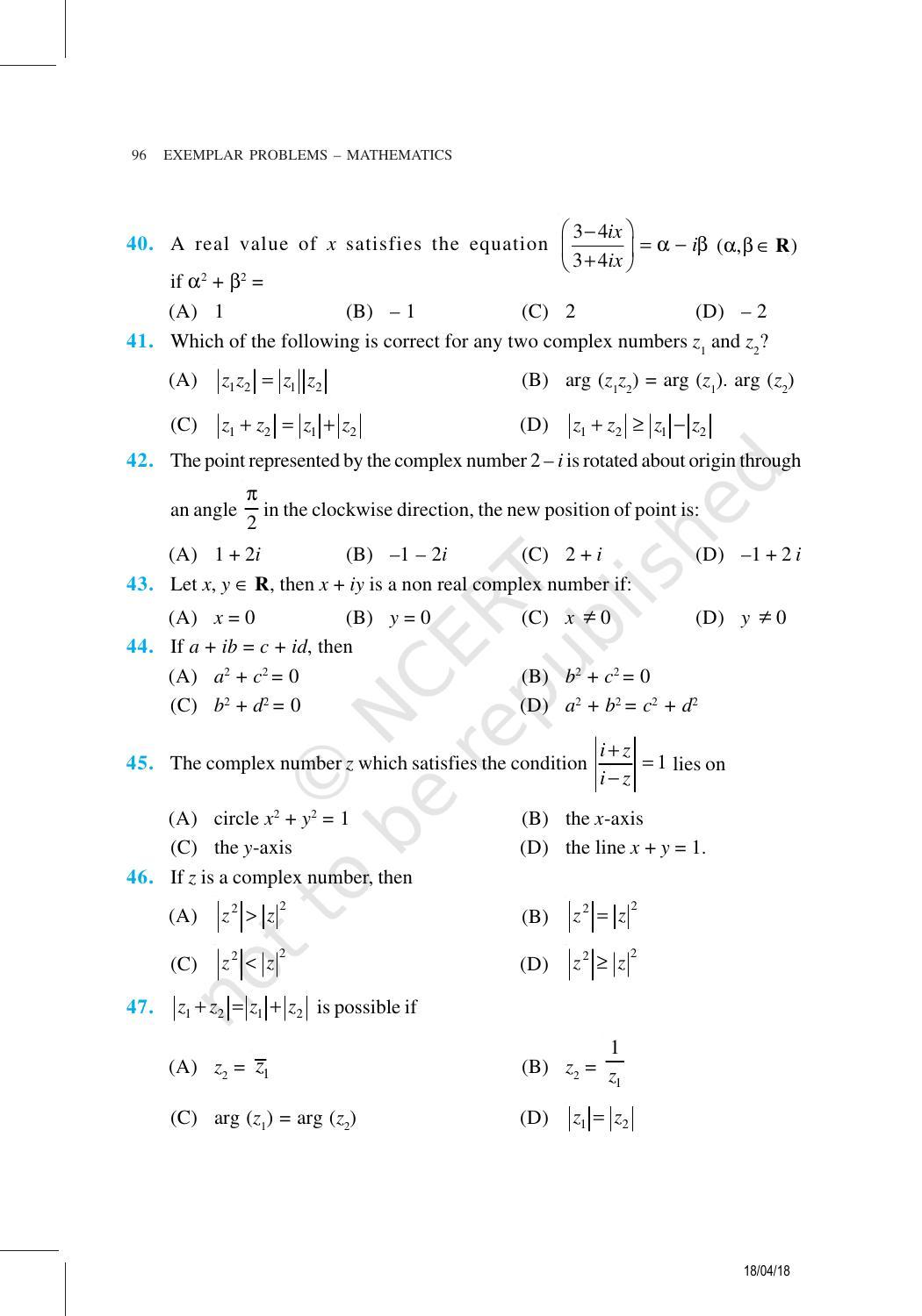 NCERT Exemplar Book for Class 11 Maths: Chapter 5 Complex Numbers and Quadratic Equations - Page 24