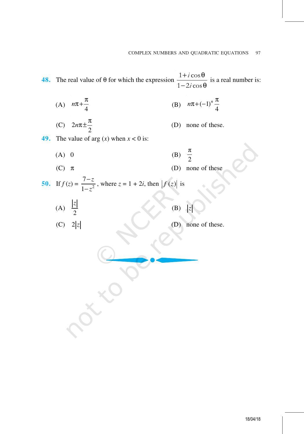 NCERT Exemplar Book for Class 11 Maths: Chapter 5 Complex Numbers and Quadratic Equations - Page 25