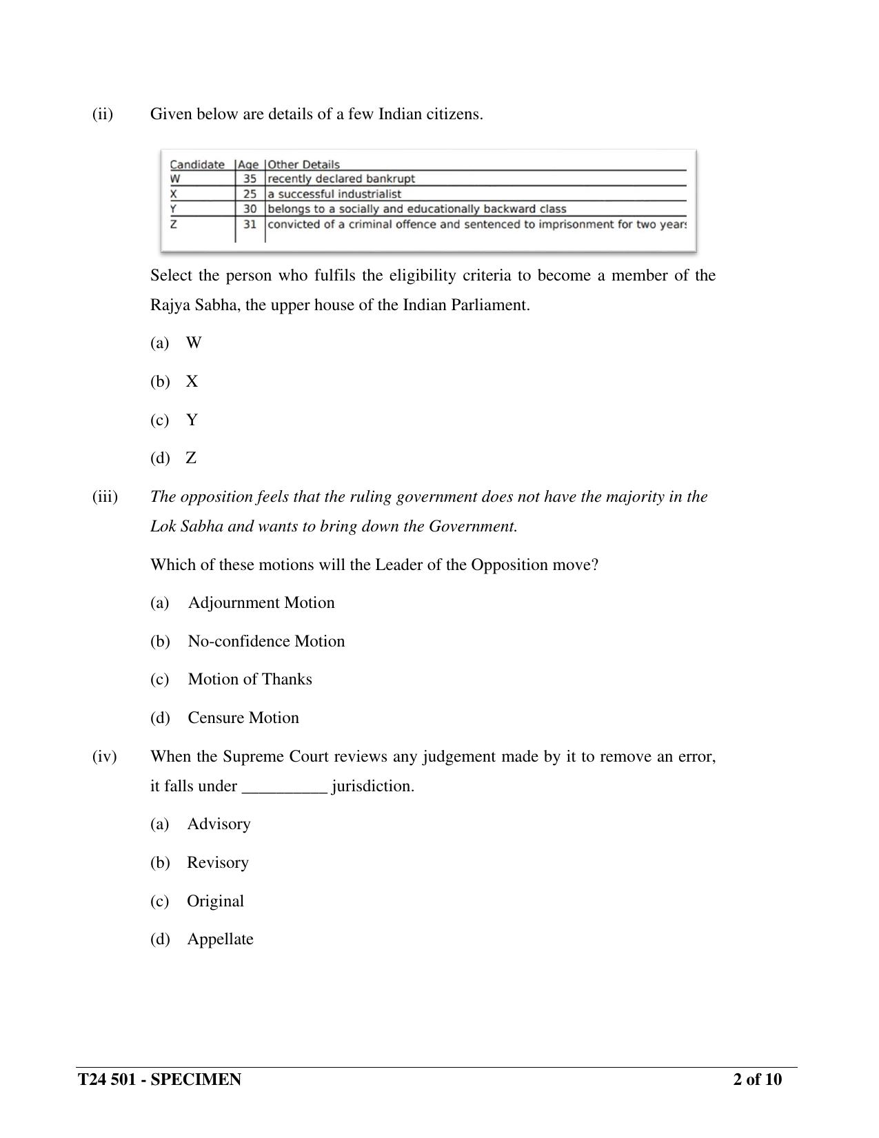 ICSE Class 10  2024 History and Civics Sample Paper - Page 2