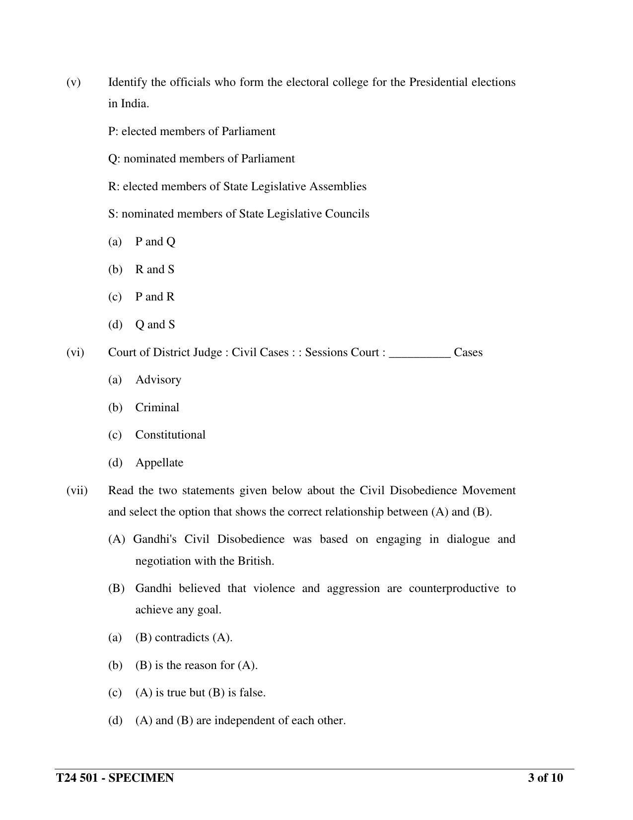 ICSE Class 10  2024 History and Civics Sample Paper - Page 3