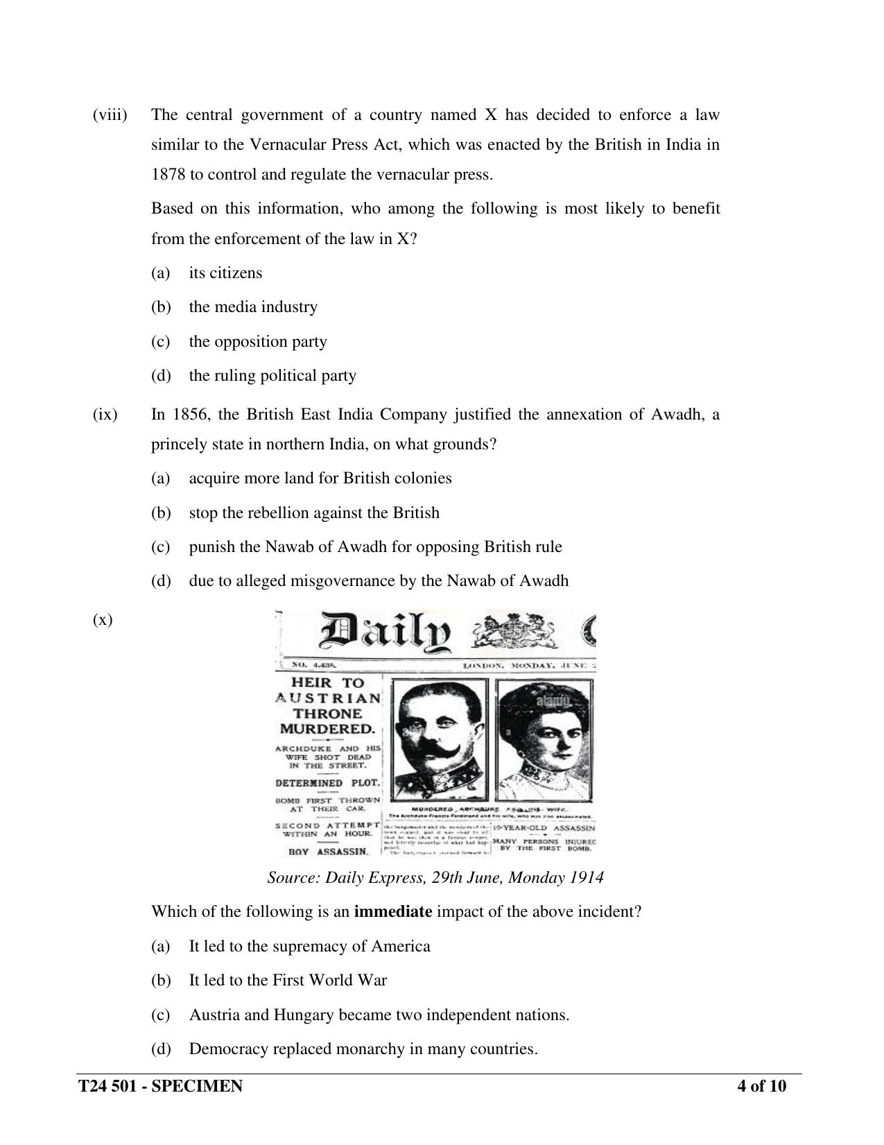 ICSE Class 10  2024 History and Civics Sample Paper - Page 4