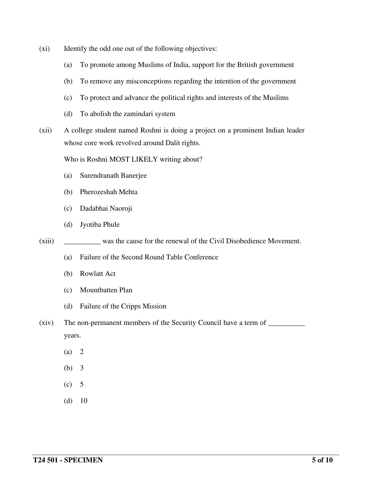 ICSE Class 10  2024 History and Civics Sample Paper - Page 5