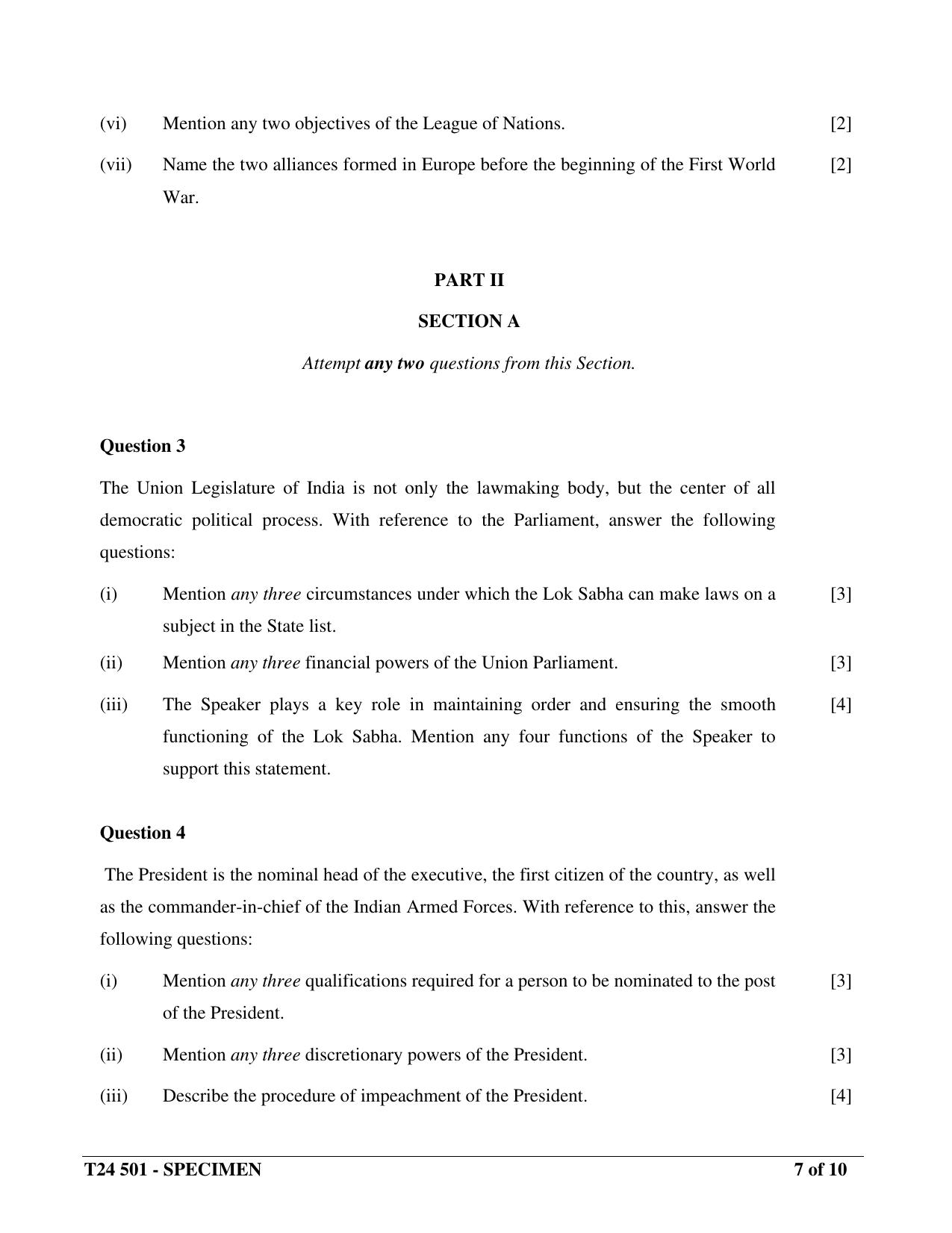 ICSE Class 10  2024 History and Civics Sample Paper - Page 7
