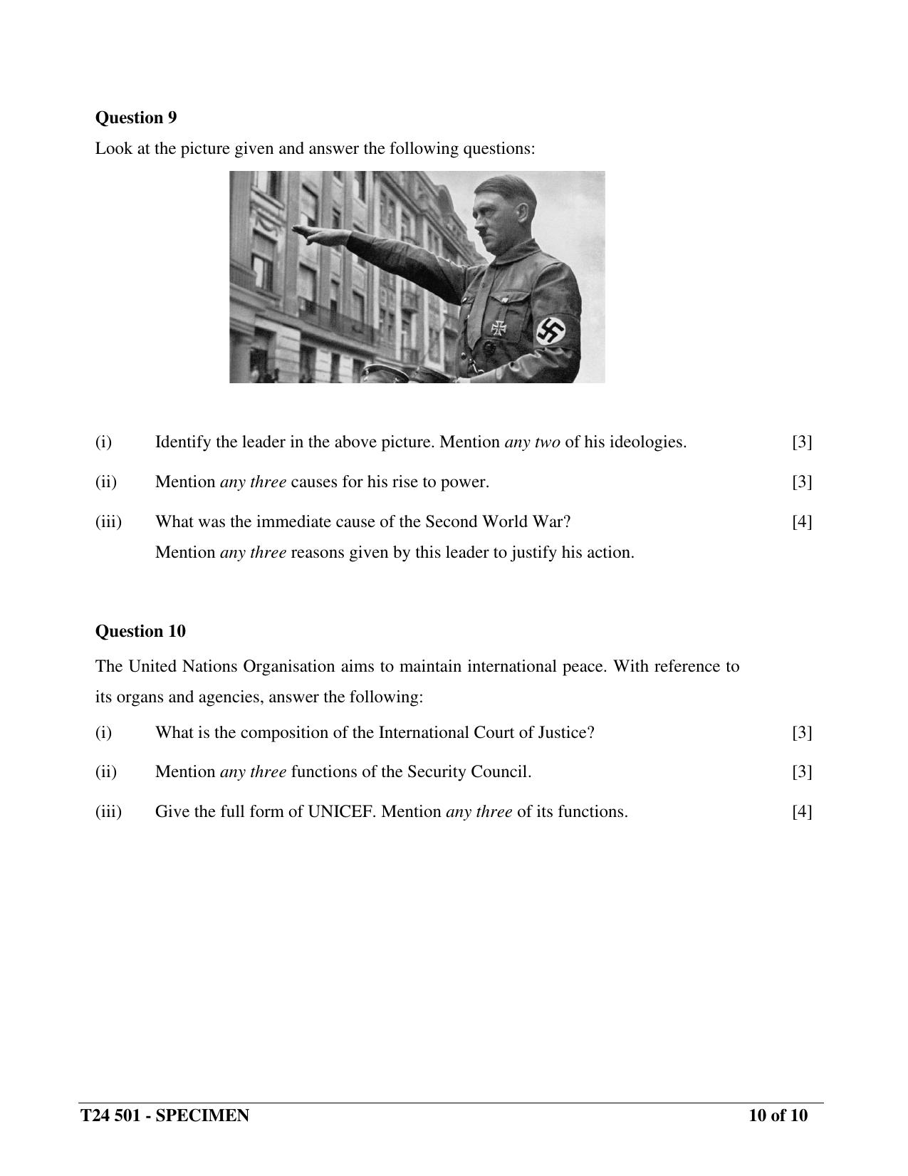 ICSE Class 10  2024 History and Civics Sample Paper - Page 10