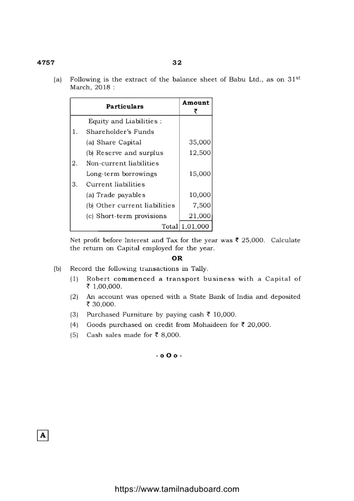 TN Class 12 Accountancy 4757 Set A Question Papers 2021 - Page 32