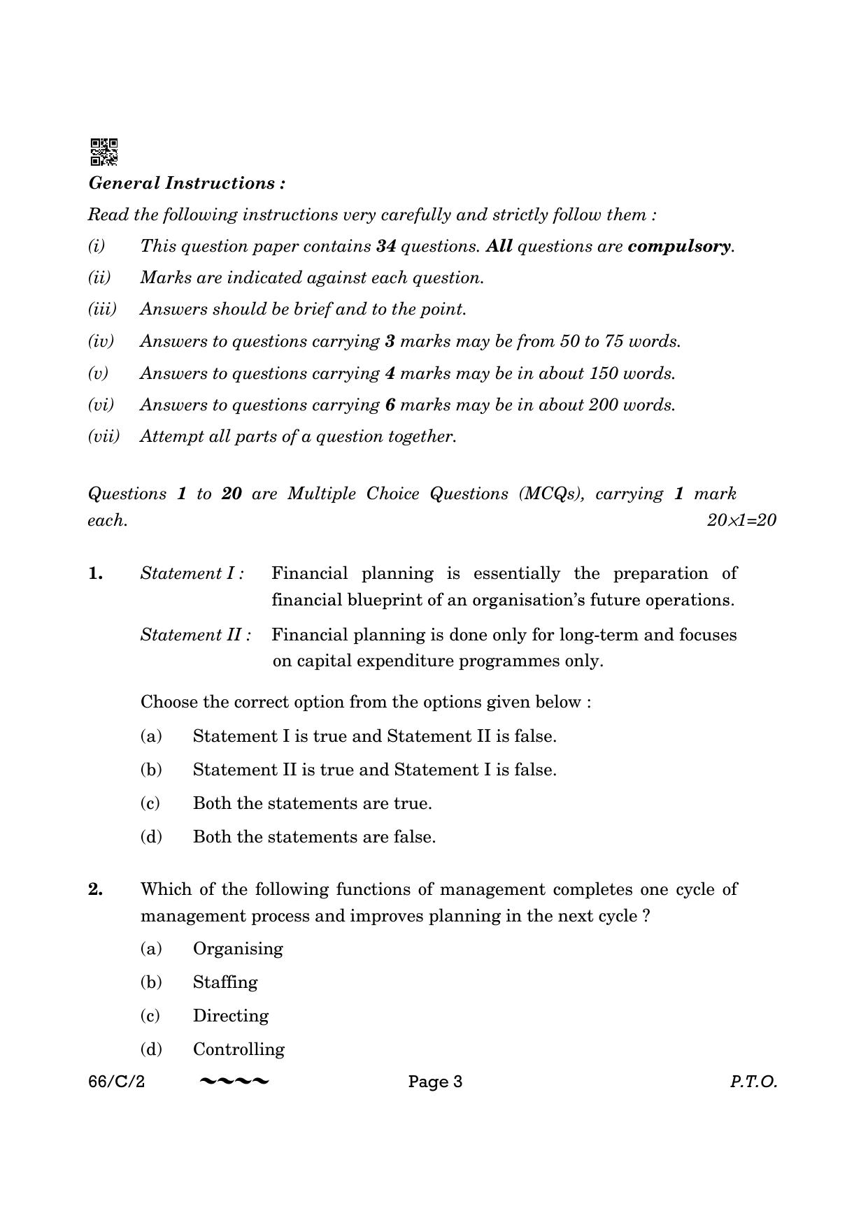 CBSE Class 12 66-1-2 Business Studies 2023 (Compartment) Question Paper - Page 3