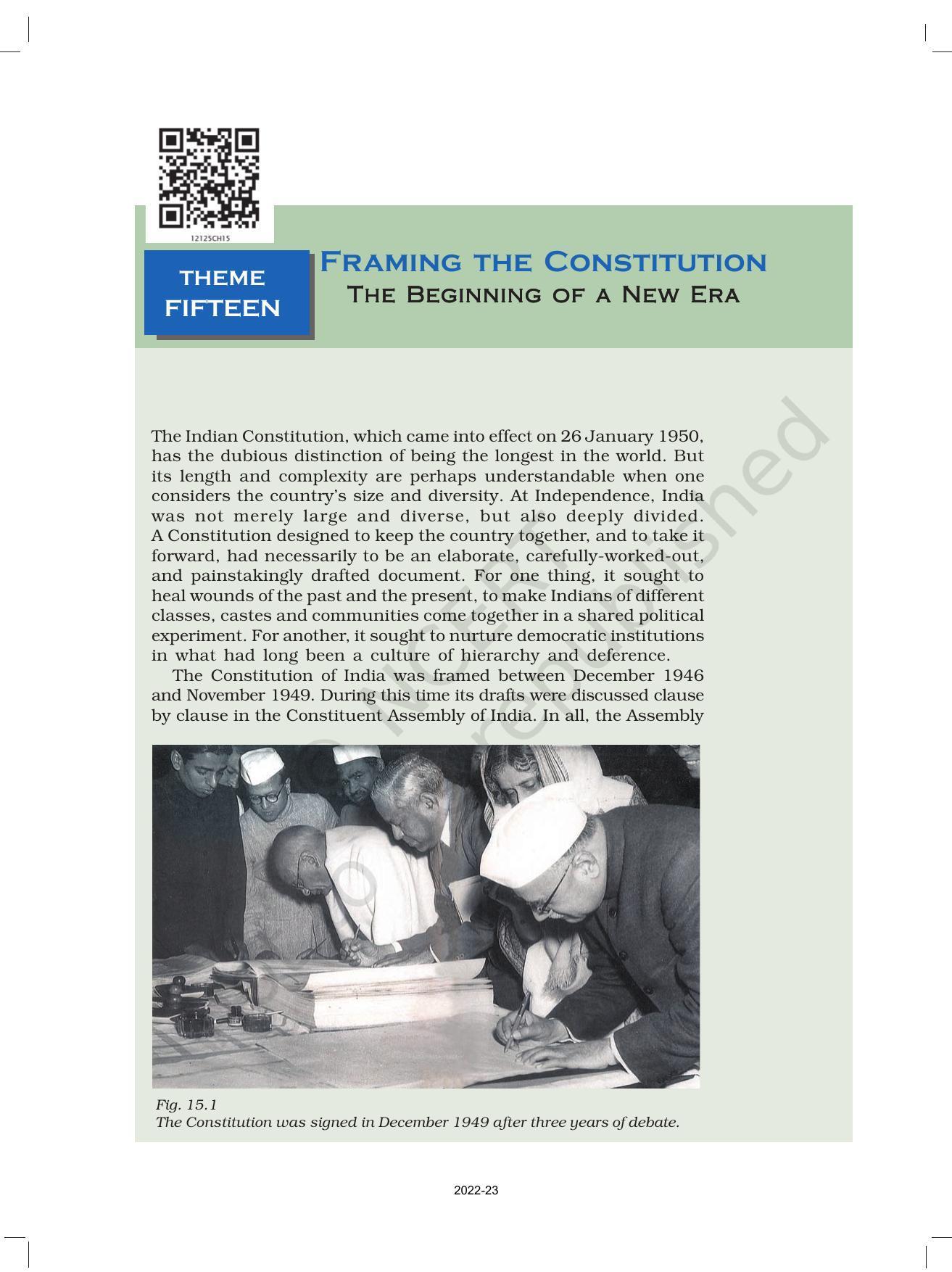 NCERT Book for Class 12 History (Part-III) Chapter 15 Framing and the Constitution - Page 1
