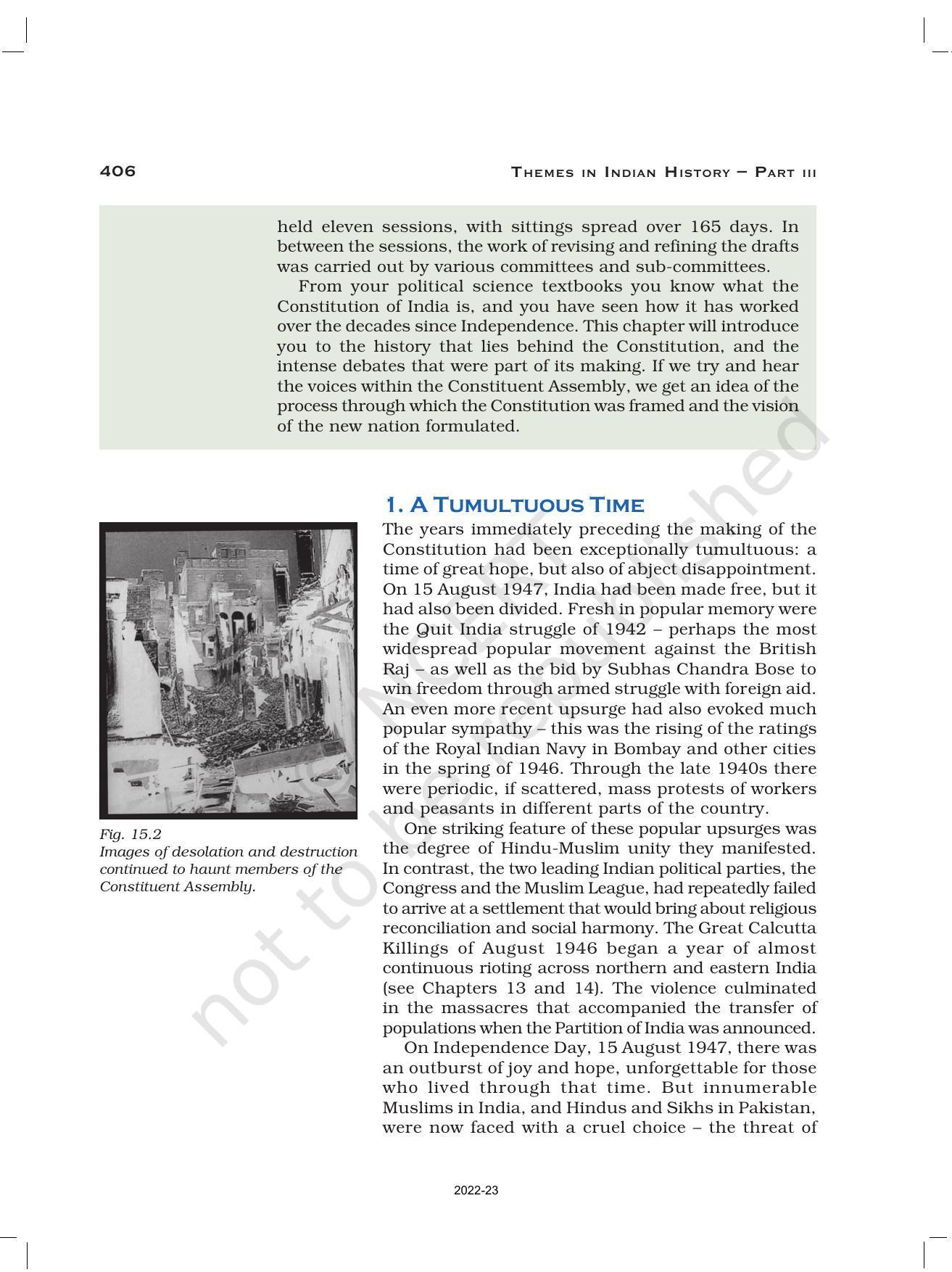 NCERT Book for Class 12 History (Part-III) Chapter 15 Framing and the Constitution - Page 2