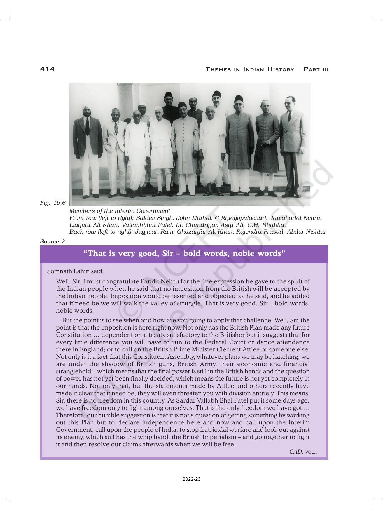 NCERT Book for Class 12 History (Part-III) Chapter 15 Framing and the Constitution - Page 10