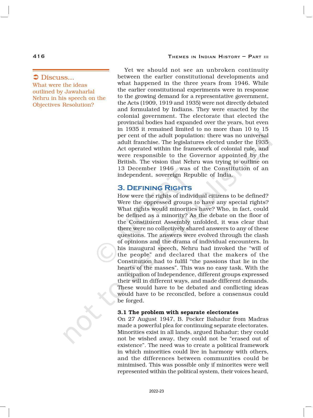 NCERT Book for Class 12 History (Part-III) Chapter 15 Framing and the Constitution - Page 12