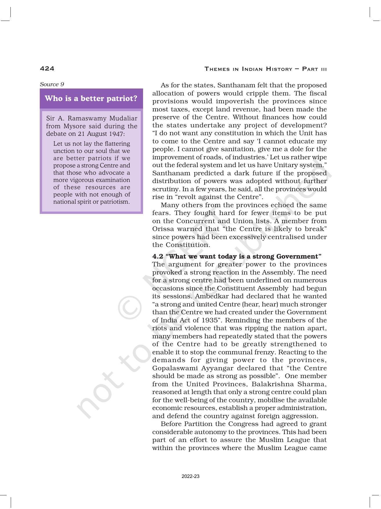 NCERT Book for Class 12 History (Part-III) Chapter 15 Framing and the Constitution - Page 20