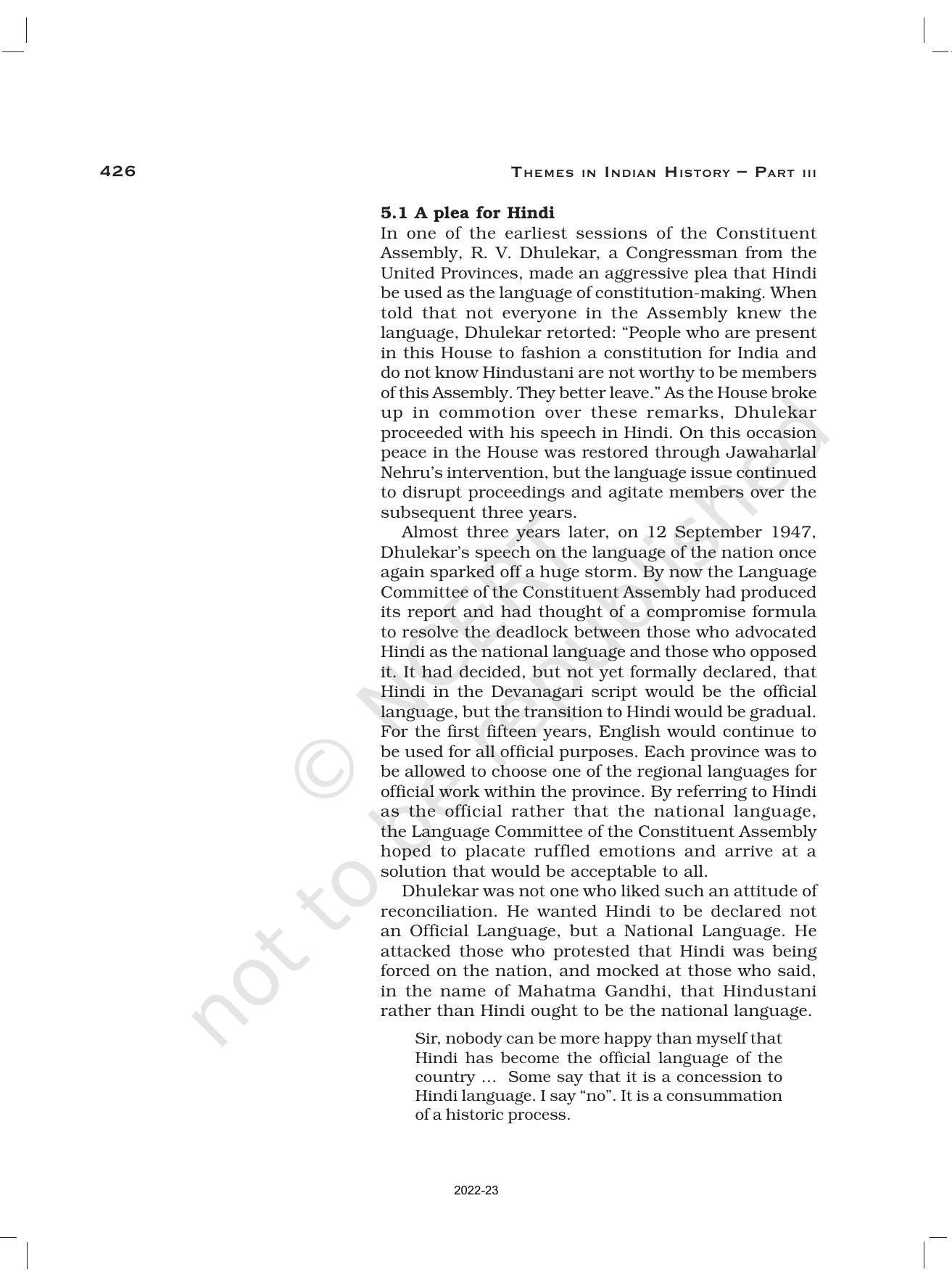 NCERT Book for Class 12 History (Part-III) Chapter 15 Framing and the Constitution - Page 22