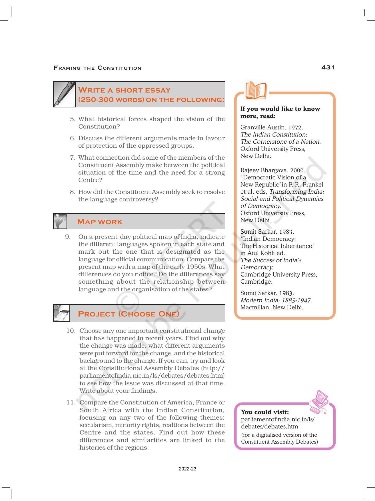 NCERT Book for Class 12 History (Part-III) Chapter 15 Framing and the Constitution - Page 27