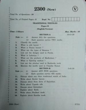 AP Inter 2nd Year Traditional Textiles-II (new) March-2020-Vocational Question Paper