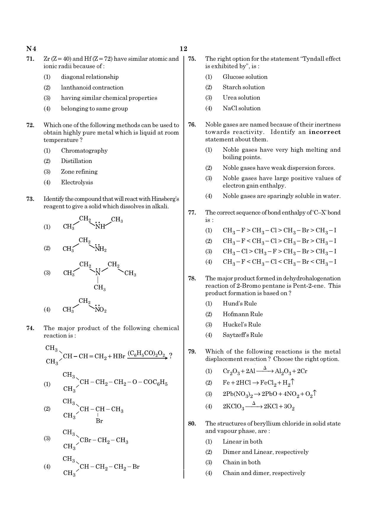 NEET N4 2021 Question Paper - Page 12