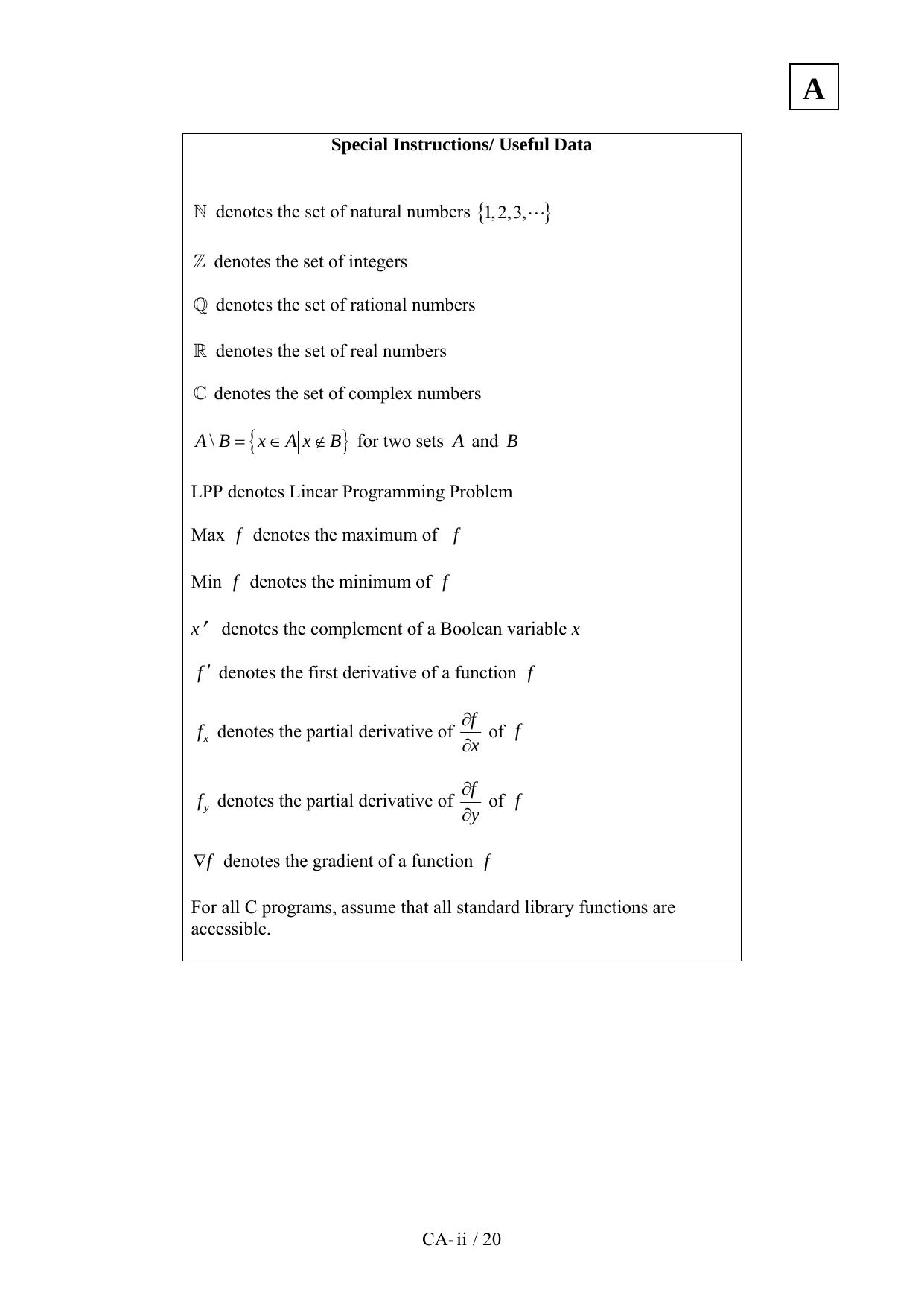 JAM 2012: CA Question Paper - Page 2
