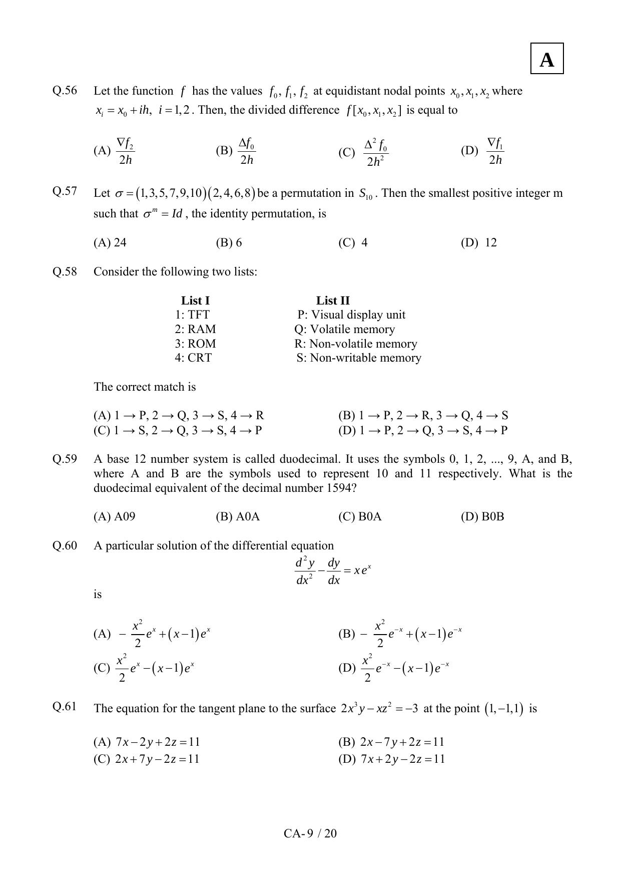 JAM 2012: CA Question Paper - Page 11
